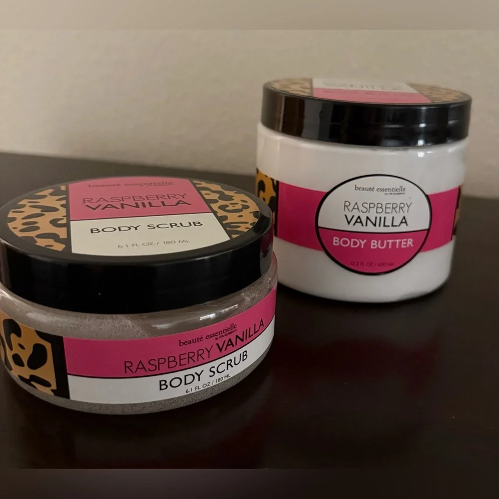 Raspberry Vanilla Body Care Set | Body Scrub + Body Butter Bundle | Hydrating